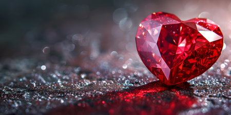 Valentines day background. Red heart on bokeh backgroundの素材