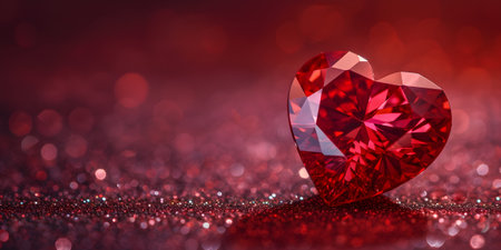 Red heart on bokeh background, valentine day conceptの素材