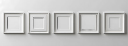 Set of white frames on white wallの素材