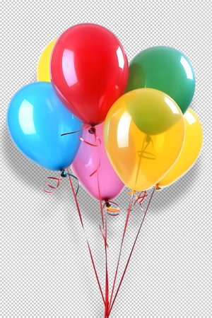 Colorful balloons isolated on transparent backgroundの素材