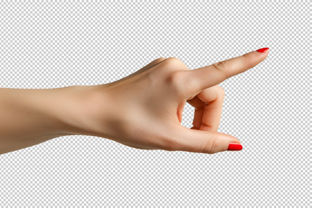 Female hand with red manicure pointing gesture PNGの素材