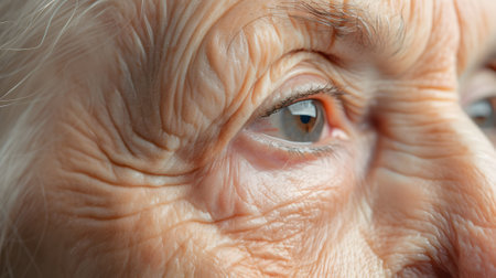 Close up of an elderly womans eyes. Selective focusの素材