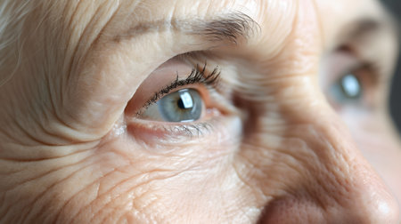 Close up of an elderly womans eyeの素材