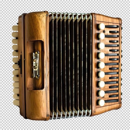 Musical instrument bayan accordion isolated on transparent backgroundの素材