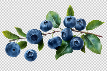 Blueberry branch with leaves PNGの素材