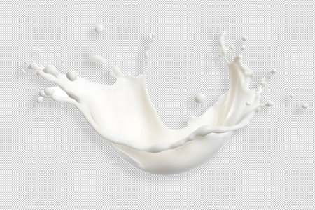 Milk splash isolated on a white background. 3d rendering.の素材