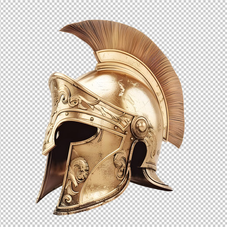 Gold roman helmet Isolated on transparent backgroundの素材
