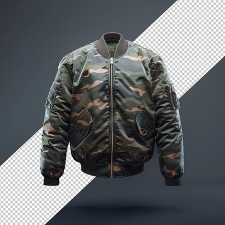 Military jacket with camouflage pattern PNGの素材