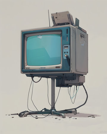 Old TV on a gray background. Retro styleの素材