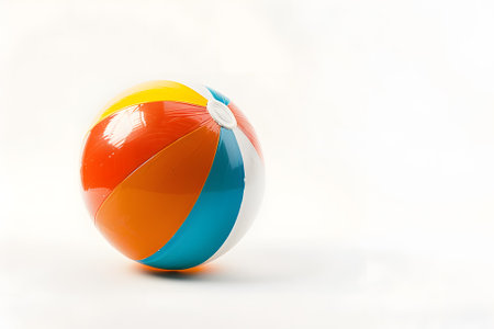 Colorful beach ball isolated on white background with copy spaceの素材