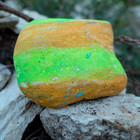 18. A small stone with green stripes