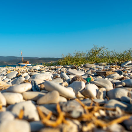8. Pebbles beach at sunsetの写真素材