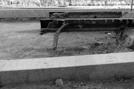 Tram railways during street renovation