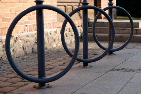 Metal black bicycle holdersの写真素材