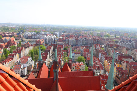 A panorama of the city old town from the church towe