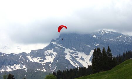 Paragliding in Switzerlandの写真素材