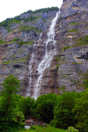 Waterfall in Lauterbrunnenの写真素材