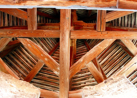 Roof of wooden beams