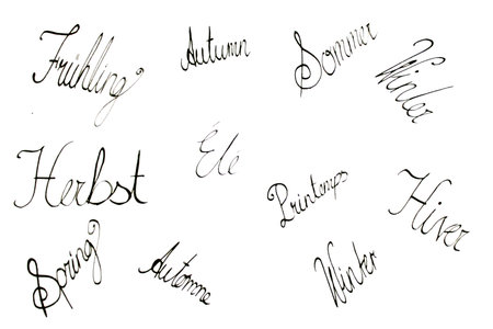 Font seasons in German, English and French