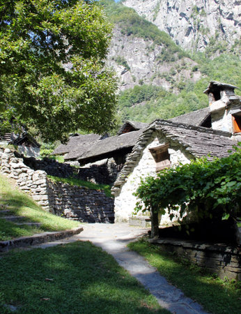 In a mountain village in the Ticinoの写真素材