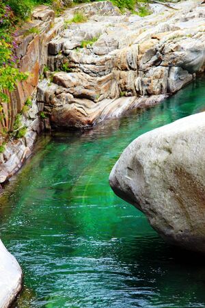 Wild mountain stream in Ticinoの写真素材