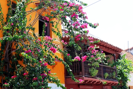 Houses and facades in Cartagena de Indiasの写真素材