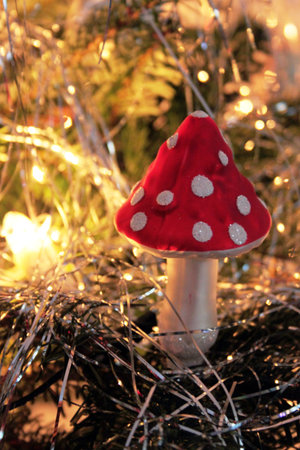 Christmas tree decoration mushroomの写真素材