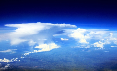 Flying above the cloudsの写真素材