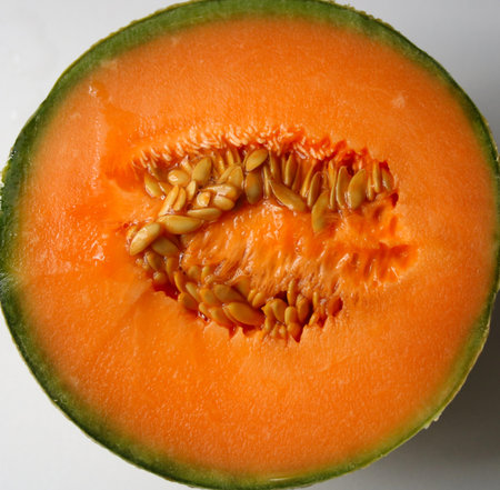Melon on white background. Close-up of melon.の写真素材