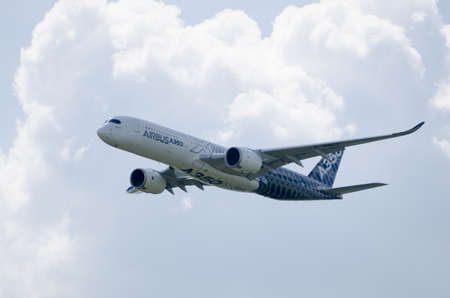 Berlin SchÃ¶nefeld, Germany, June 03. 2016.; Airbus A350 - 900 XWB at the ILA in Berlin Schoenfeldのeditorial素材