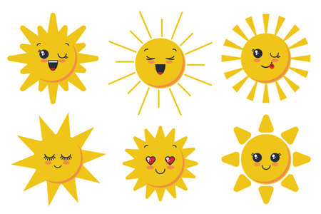 Vector cute smiling sun faces for child designのイラスト素材