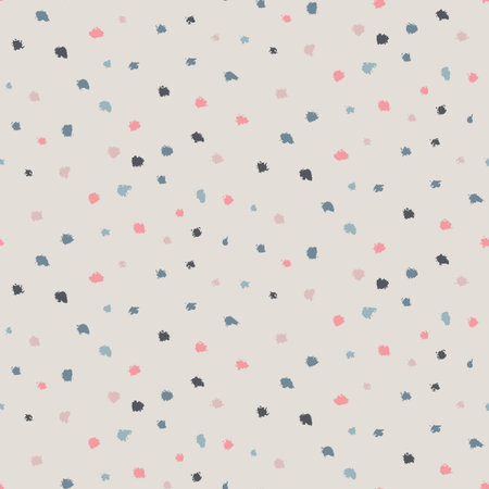 Hand drawn ink seamless pattern. Endless vector background of simple primitive scratchy textures.