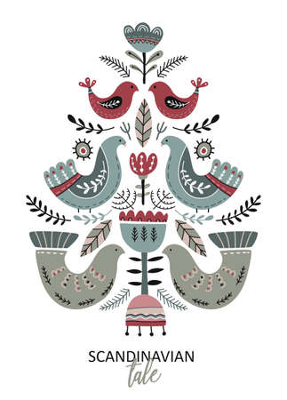 Vector greeting card, poster in scandinavian style.のイラスト素材