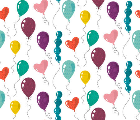 Seamless pattern with doodle balloons with hand drawn texture.のイラスト素材