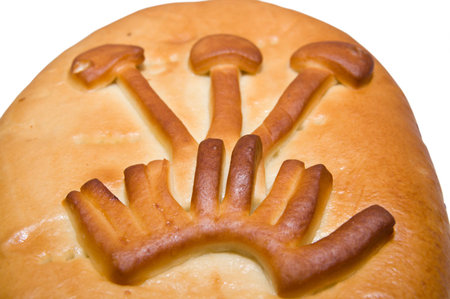The celebratory pie, isolated on a white background.