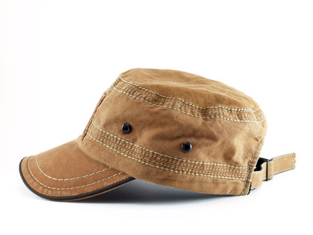 brown Cap on white background, For chic fashion and casual wearの写真素材