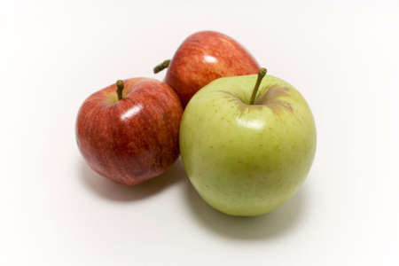 Yellow and green applesの写真素材