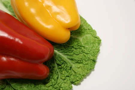 Yellow and red Pepperoniの写真素材