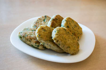 Meat patty on the plate.の写真素材