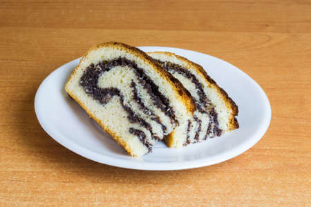 Poppy-seed cake on the table. Traditional Pplish cake.の写真素材