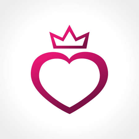 pink heart symbol icon with crownのイラスト素材