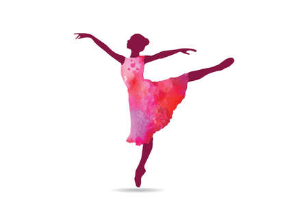 graceful ballerina with water color dressのイラスト素材