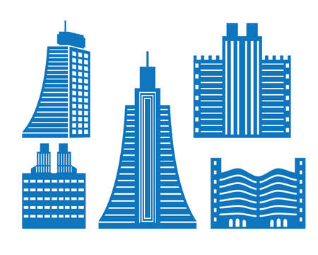 Vector of modern city building sky scrapper setのイラスト素材