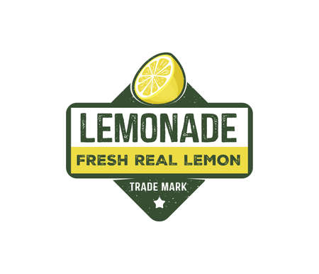 Vector design badge, label, icon of lemonade beverage. Lemon syrup, lemon juice made fresh and sweet.のイラスト素材