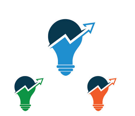 Vector logo design for smart investor investment, chart inside light bulb, smart stock exchange ideaのイラスト素材