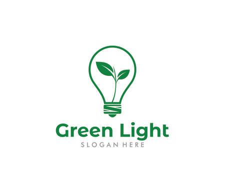 vector logo design of green energy light bulb, smart green energy, renewable energy sourceのイラスト素材