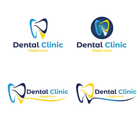 vector logo design illustration perfect suitable for dental clinic healthcare, dentist practice, tooth treatment, healthy tooth and mouth, and moreのイラスト素材