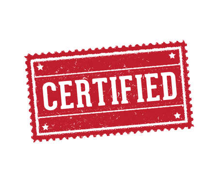 Stamp label tag of certified mark perfectly suitable for document, paper, and product.のイラスト素材