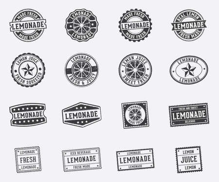 vintage vector label tag and stamp design perfect suitable for lemonade drink beverage and lemon juice, fresh made,のイラスト素材
