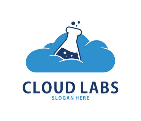 A vector online laboratory cloud storage logo design for web logo, application logo, icons, brand identity and moreのイラスト素材